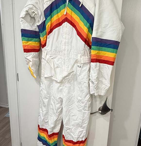 Tipsy Elves Other - Tipsy Elves Men's Sunrise Shredder Ski Snow Suit Rainbow Retro White Unisex